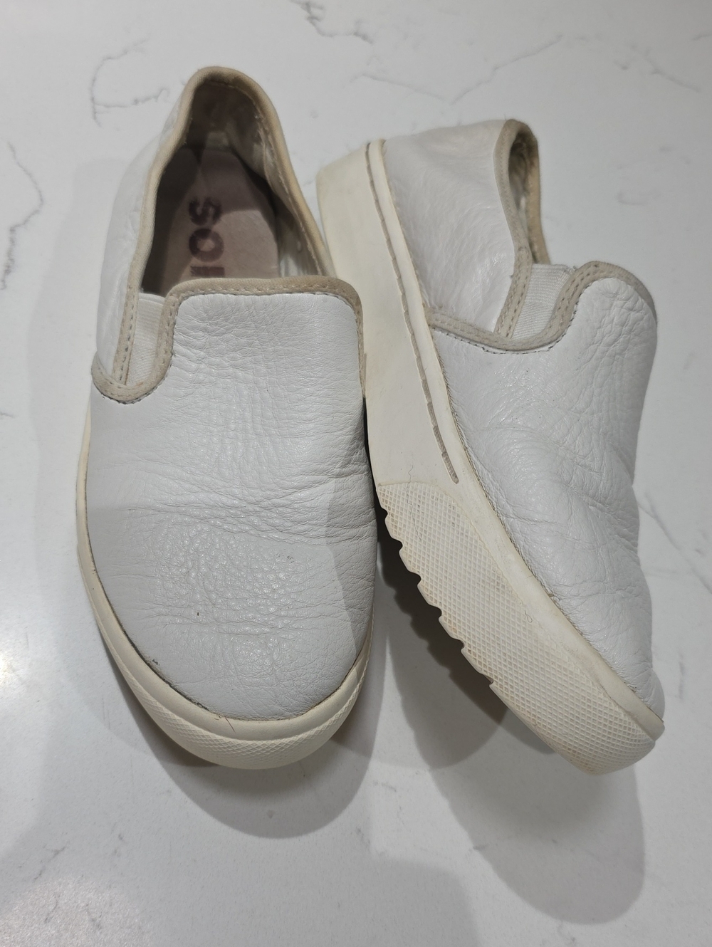 Sorel White Leather Slip-On Sneakers Size 6.5